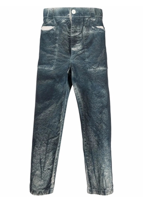 Sunnei bleached-effect cropped trousers - Blue
