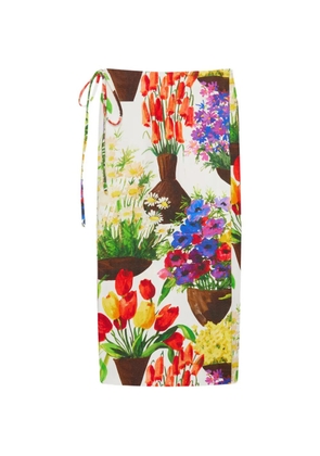 MSGM floral-print midi skirt - White