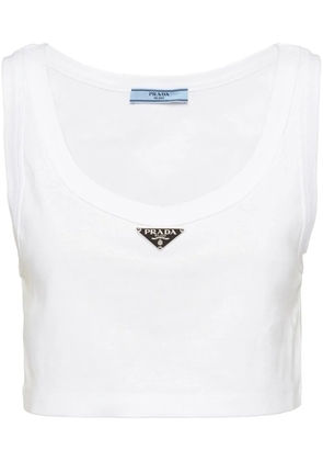 Prada triangle-logo crop top - White