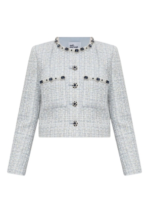 Self-Portrait rhinestone-embellished tweed jacket - Blue