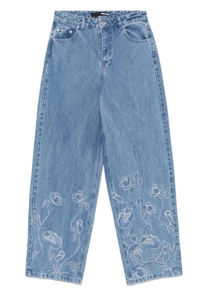 ROTATE BIRGER CHRISTENSEN rhinestoned wide-leg jeans - Blue