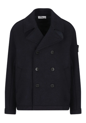 Stone Island double-breasted wool peacoat - Black