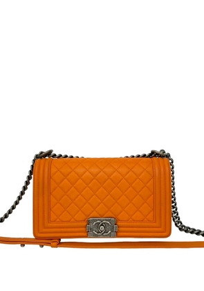 CHANEL Pre-Owned 2014-2015 Old Medium Quilted Lambskin Boy Flap crossbody bag - Orange