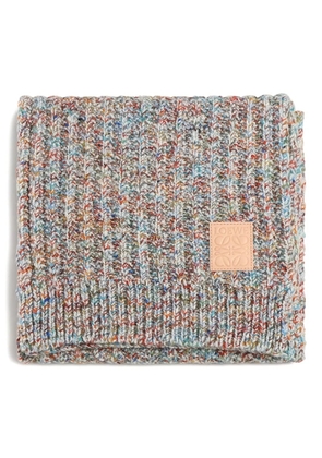 LOEWE logo-patch ribbed scarf - Neutrals
