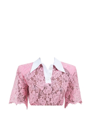 Rowen Rose lace polo-style top - Pink