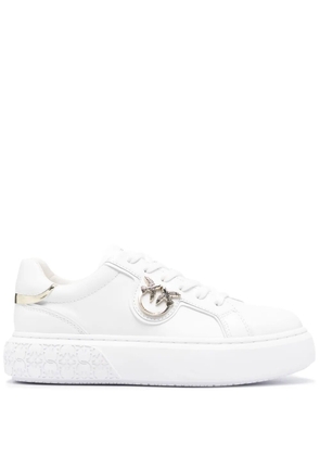 PINKO Love Birds leather sneakers - White