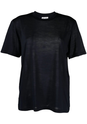 Saint Laurent logo-embroidered wool-silk blend T-shirt - Blue