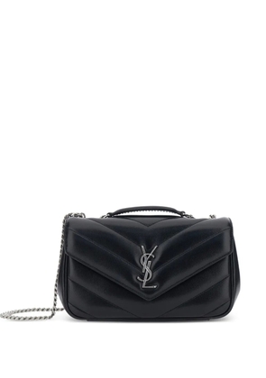 Saint Laurent small Loulou chevron logo-plaque shoulder bag - Black