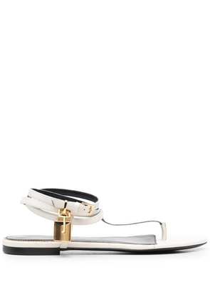 TOM FORD Padlock flat sandals - White