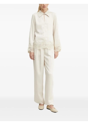 Bruuns Bazaar lace-trimmed satin-effect blouse - Neutrals