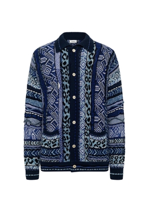 Laneus patterned polo cardigan - Blue