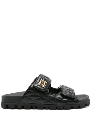 Miu Miu matelassé leather sandals - Black