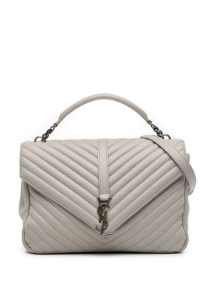 Saint Laurent Pre-Owned 2016 Large Chevron Sheepskin Monogram College satchel - Grey