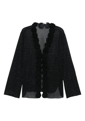 Oséree rose-embellished glitter-detail blouse - Black