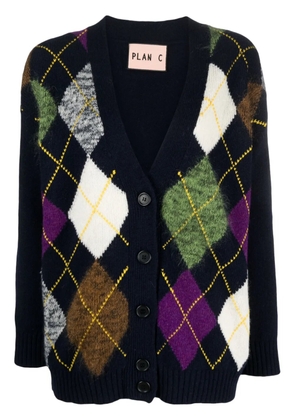 Plan C argyle intarsia-knit cardigan - Blue