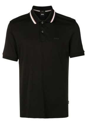 BOSS logo embroidered polo shirt - Black