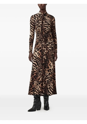 AllSaints Mina A-line leopard midi dress - Brown