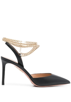 Aquazzura Flash 95mm leather pumps - Black