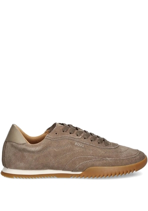 BOSS suede leather low-top sneakers - Brown