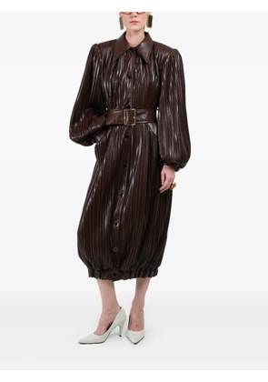 Rowen Rose pleated long bomber coat - Brown