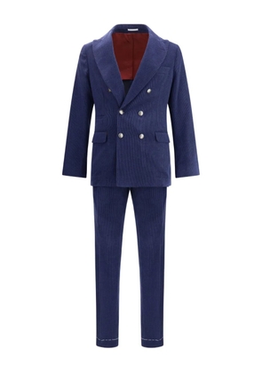 Brunello Cucinelli double-breasted corduroy suit - Blue