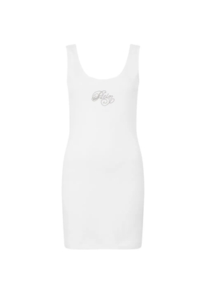 Philipp Plein logo-detail mini dress - White