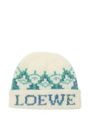 LOEWE sequin-embellished patterned beanie - White