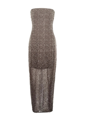 ROTATE BIRGER CHRISTENSEN beaded midi tube dress - Brown
