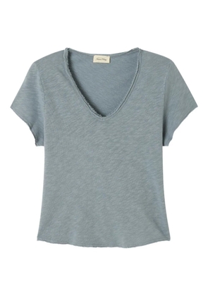 American Vintage Sonoma frayed V-neck T-shirt - Blue
