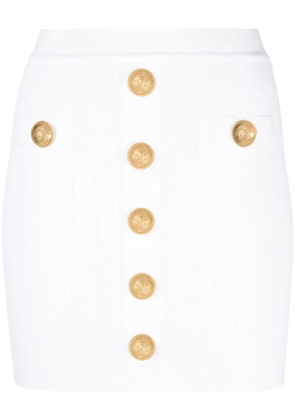 Balmain ribbed-knit mini skirt - White