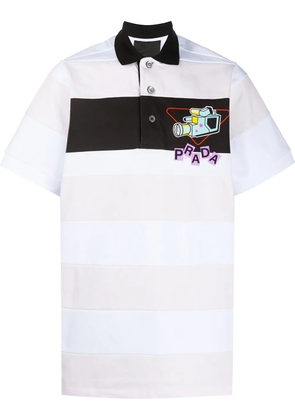 Prada oversized stripe polo shirt - White