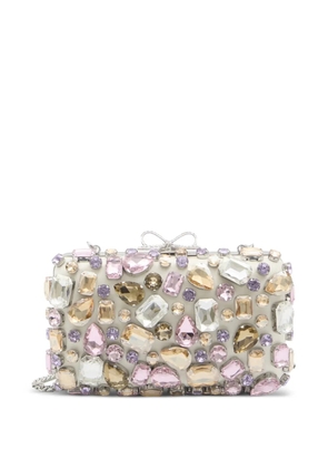 Self-Portrait crystal-embellished clutch bag - White