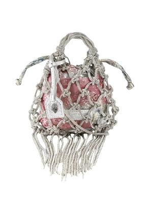 Kurt Geiger London mini Macrame crystal-embellishment tote bag - Silver