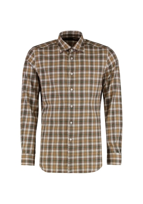 slowear checked cotton shirt - Brown