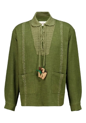 Baziszt Sofia lace-up polo shirt - Green