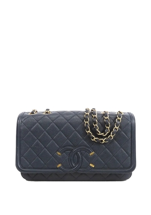 CHANEL Pre-Owned 2016-2017 Medium Quilted Caviar CC Filigree Flap crossbody bag - Blue