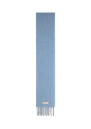 Marni logo-patch fringed-edges scarf - Blue