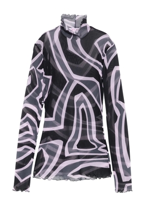 PUCCI labirinto-print tulle top - Black