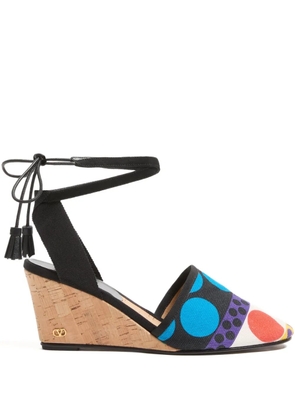 Valentino Garavani 75mm La Cruisette wedge-heeled sandals - Black