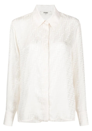 FENDI FF-jacquard silk shirt - Neutrals