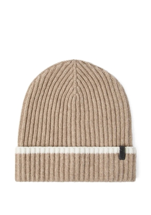 Brunello Cucinelli contrasting-stripe ribbed beanie - Neutrals