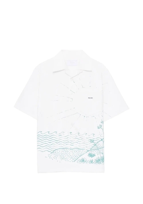 Prada wave-print oversized shirt - White