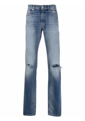 Versace distressed-effect straight-leg jeans - Blue