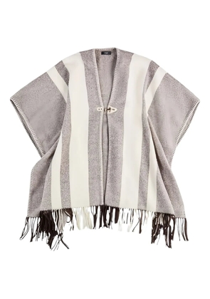 Fay striped-fringe poncho - Grey
