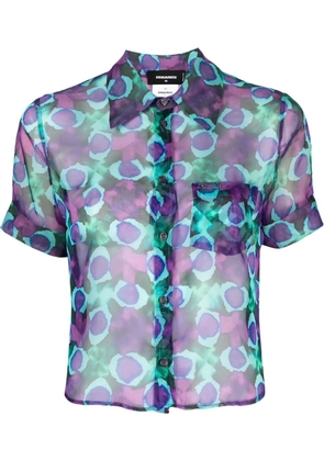 DSQUARED2 abstract flower-print short-sleeve shirt - Purple