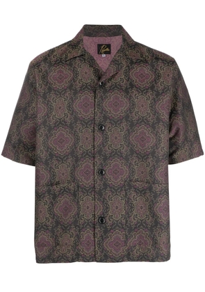 Needles geometric-pattern short-sleeved shirt - Black