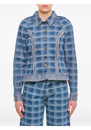 Molly Goddard checked denim jacket - BLUE AND GREEN