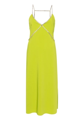 LIU JO rhinestone-straps midi dress - Green