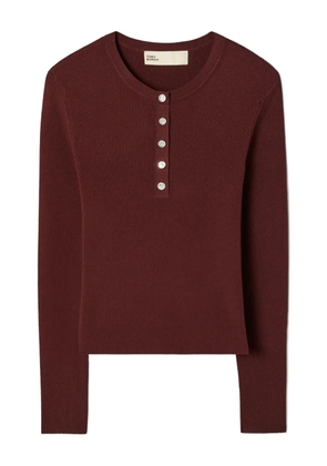 Tory Burch ribbed henley top - Red