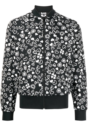 Black Comme Des Garçons heart-print zipped bomber jacket